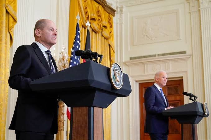 President Biden of the United States and German Chancellor Olaf Scholz